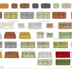 Sofa top view, 2D top view PNG for floor plan, PNG files for download