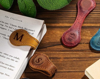 Leather Magnetic Bookmark,Personalized Leather Bookmark with Name,Handmade Bookmark for Book Lover,Reader Gifts,Gift for Him,Gift for Her