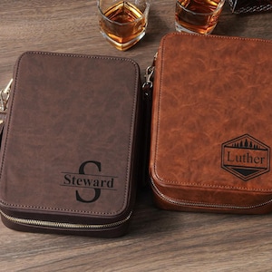Custodia per sigari da viaggio in pelle personalizzata, scatola di sigari per uomo, regali personalizzati per testimoni dello sposo per lui, regalo per il marito, portasigari, accessori per sigari