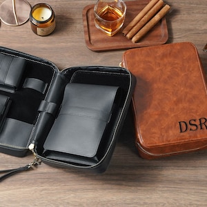 Custodia per sigari in pelle personalizzata, scatola per sigari da viaggio, regali per i testimoni dello sposo, miglior regalo per lui, regalo per il marito, portasigari classico, accessori per sigari