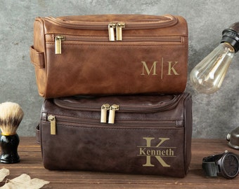 Benutzerdefinierte Herren Kulturtasche, Leder Dopp Kit, Groomsmen Geschenke, Jubiläumsgeschenk für Ihn, Reise Kulturtasche, Leder-Accessoire für Herren