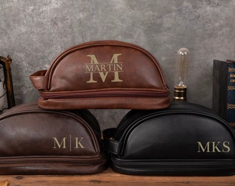Personalized Groomsmen Dopp Kit,Custom Men's Toiletry Bag,Travel Toiletry Bag,Leather Wash Bag,Groomsmen Gifts for Him,Anniversary Gift