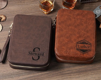 Benutzerdefinierte Leder Reisezigarrenetui, Zigarrenkiste für Mann, personalisierte Trauzeugen Geschenke für ihn, Ehemann Geschenk, Zigarrenspitze, Zigarrenzubehör