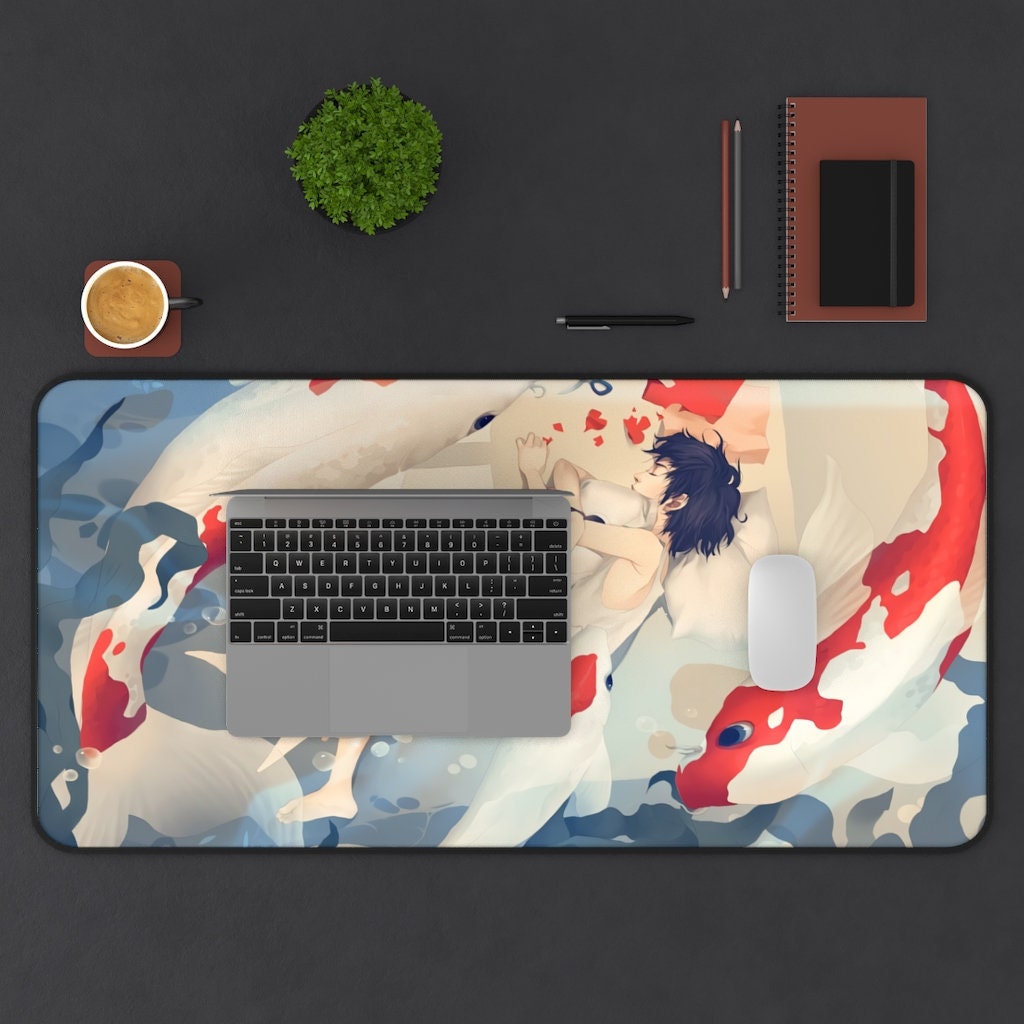 Koi Fish Desk Mat Japanese Desk Pad Office Topper Cute Desk Etsy