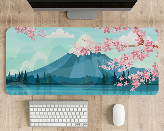Blue Fuji Mountain Desk Mat Japanese Design Desk Mat | Etsy