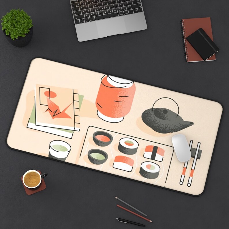Sushi Desk Mat Japanese Desk Mat Large Mousepad Gift Etsy