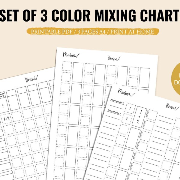 Color Mixing Chart Etsy