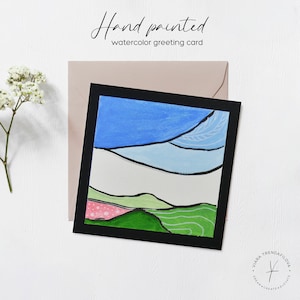 Abstracte aquarel kaart handgeschilderd, Alle gelegenheid ansichtkaarten aquarel, Kleine abstracte handgemaakte kaarten, De natuur geïnspireerd kunst cadeau voor haar