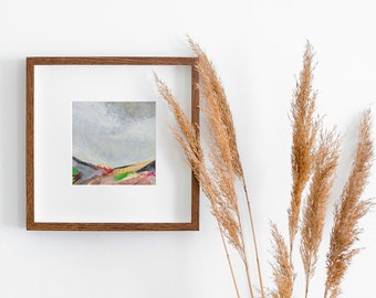 Set of 2 Abstract Landscape Original Artwork, Set of two Landscape Painting, Original Square Landscape art, Colorful Abstract Wall Art