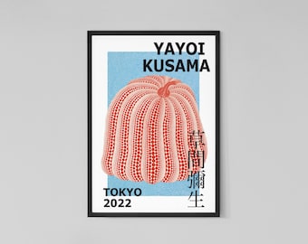 Affiche murale Yayoi kusama, citrouille rouge | impression d’exposition de pop art contemporain