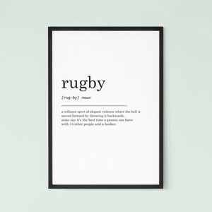 Rugby definition print, wall art prints, rugby fan gifts, birthday gift, family & friend gifts.