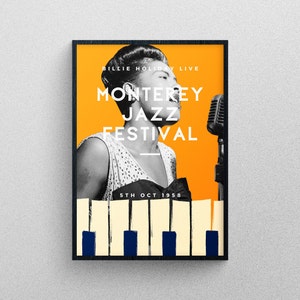 Billie Holiday Jazz Plakatdruck Live at the Monterey 1958 Jazz Festival Iconic Singer Music Poster
