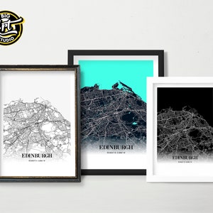 Póster del mapa de la ciudad de Edimburgo, mapa de calles, impresión de Escocia, regalo para el hogar.