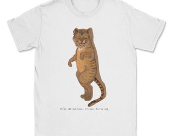 Cheshire Cat  T-Shirt - We're all mad, Alice In Wonderland, Lewis Carrol