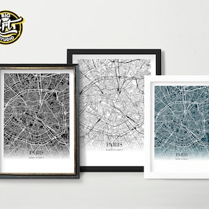 Paris City Map Poster Street Map France Print Home Gift.