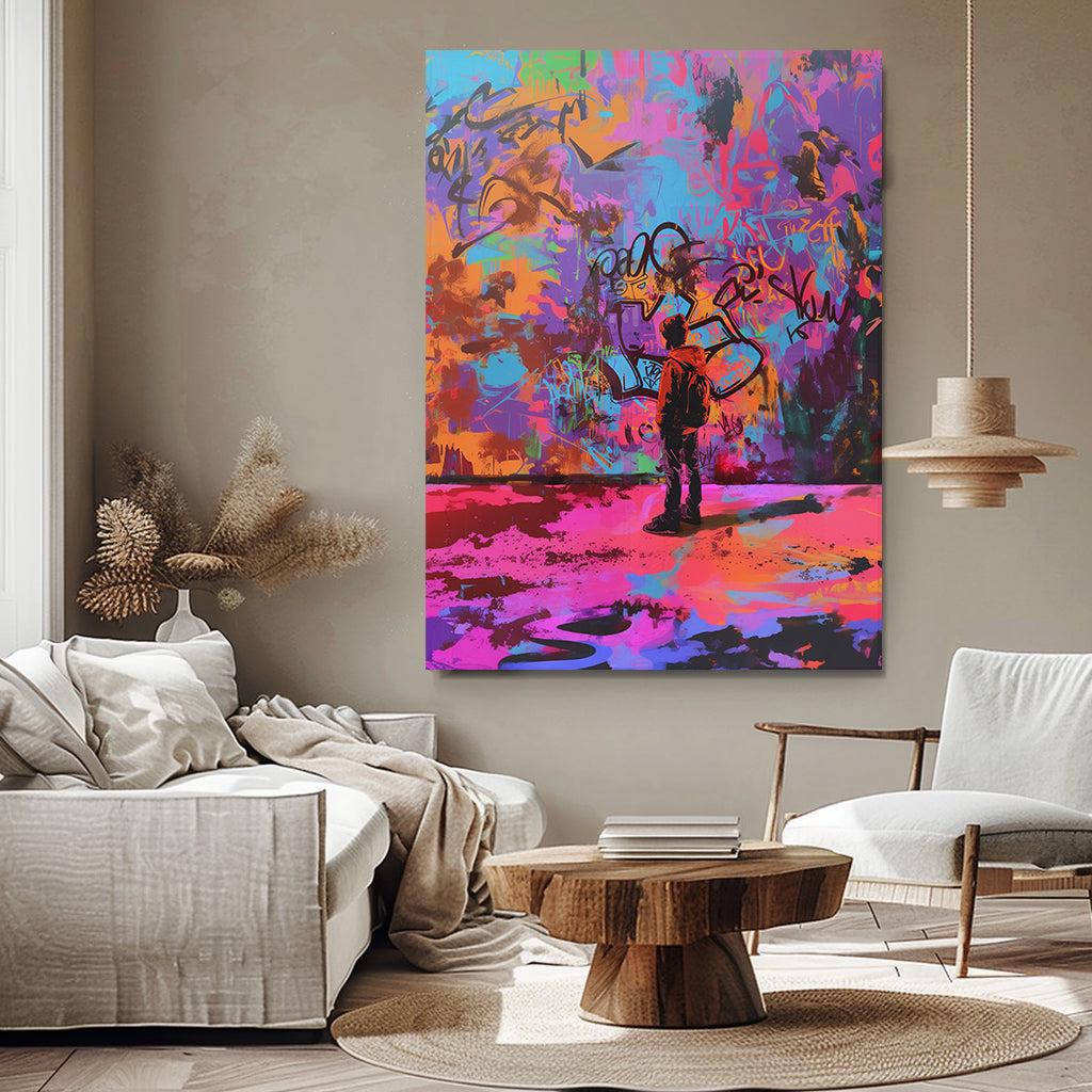 Graffiti Boy Canvas Art, Street Art Wall Art Prints wall decor Graffiti Art Canvas Painting