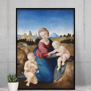 Raphael&#39;s Madonna and Child with Infant Saint John poster religious print famous  painting