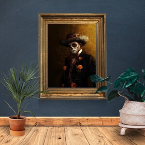 Day Of the Dead Man Print Dia de los Muertos Sugar Skull Art, Mystical Gothic Print, Latin American Art, Dark Wall Art
