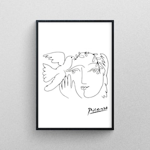 Picasso's Dove and Face Poster Art Drawing | Exhibition Print in High Resolution