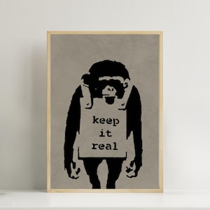 【インパクトページ 】WCP MONKEY KEEP IT REAL Keep It Real Monkey by Banksy Art Print - Etsy