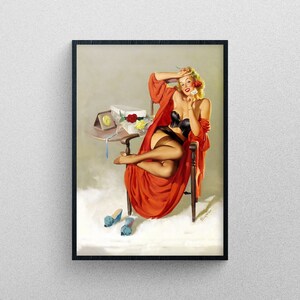 Vintage Pin-Up Girl Retro Women 1950s Print