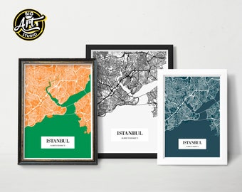 Istanbul Turkey City Map Poster Street Map Turkey Print Home Gift.