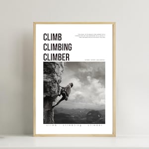 Climb, Climbing, Climber definition Print. Rock climber wallart outdoor poster gift