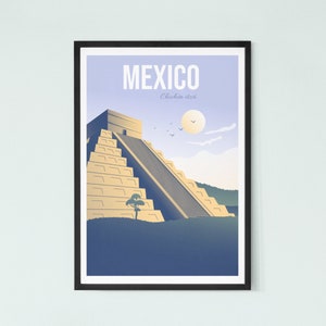 Mexico city travel poster , contemporary illustration art print