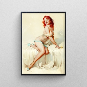 Pin-Up poster print Bedside Manners 1950s Red headed Retro Women 50s 60s pinup Print