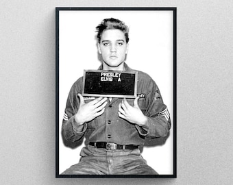 Elvis Presley poster Mugshot print army mug-shot portrait, exhibition quality print