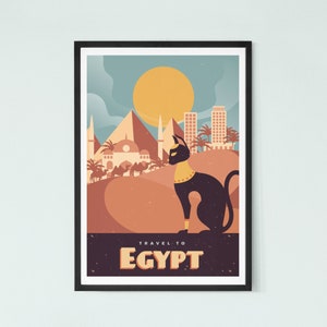 Egypt city travel poster , contemporary illustration art print