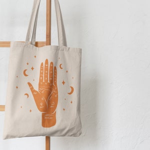 Palmistry Mystic Hand Tote Bag, Palmistry tote bag, mystic shoulder bag, shopping bag.