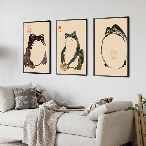 Japanese Frog Art Print Matsumoto Hoji Frog | Cute Angry Toad