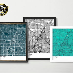 Affiche de carte de la ville de Las Vegas, carte des rues des États-Unis, impression cadeau pour la maison.
