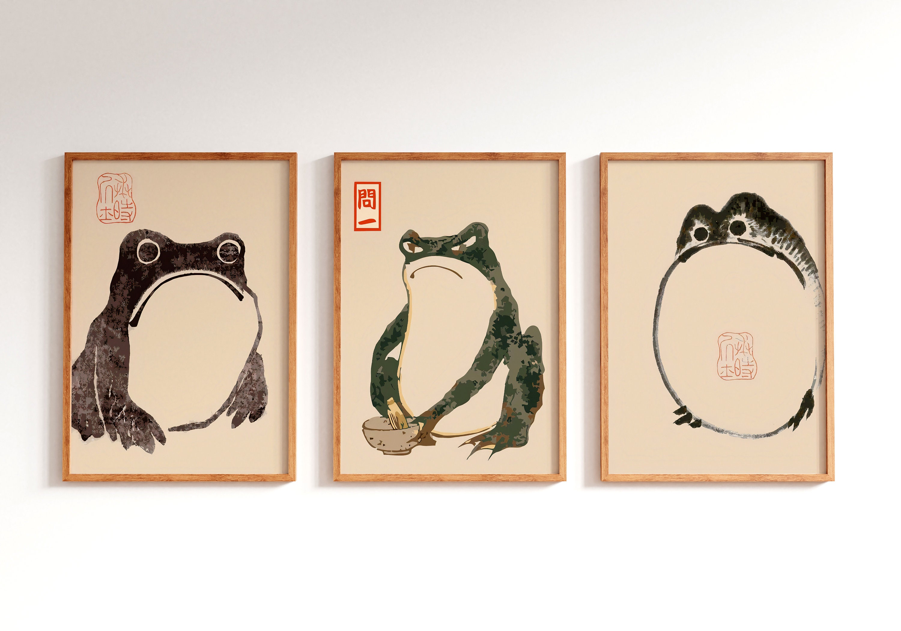 Japanese Frog Art Print Matsumoto Hoji Frog | Cute Angry Toad