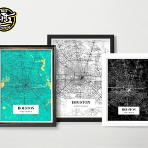 Houston Texas City Map Poster Street Map America, USA Print Home Gift.
