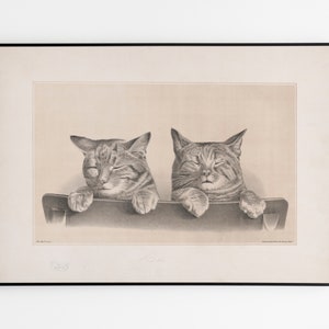 Two Vintage Cats - 1874 Art Print Cat Poster | exhibition quality print