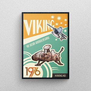 NASA Viking 40 years Anniversary Poster print, Mars exploration illustration Art Print space wallart