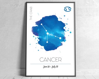 Cancer Zodiac Sign Digital Download Print, Astrology Gifts, Poster ...