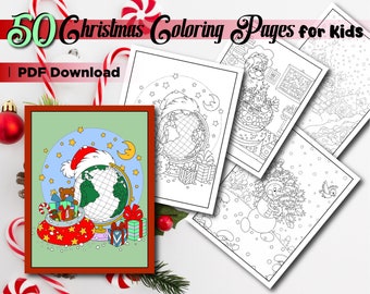 Coloring Pages Christmas Coloring Book | 50 Digital Coloring Pages Printable PDF Download