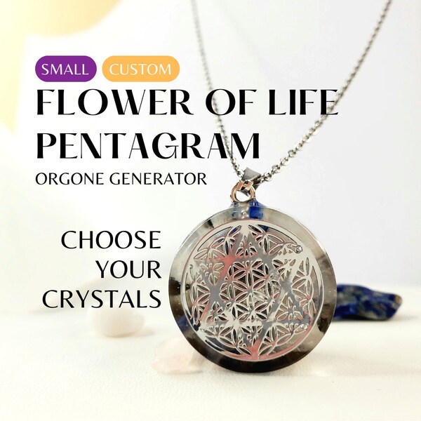 Pentagram and Flower of life Custom Orgonite. Amulet for Awakening, Balance, and Harmony. EMF Shield and Orgone Energy.