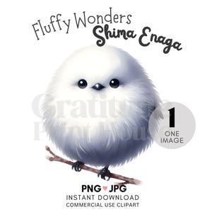 Clipart oiseau fée des neiges | Oiseaux japonais | Shima Enaga | Clipart unique | Impression d'oiseau japonais | Cartes de voeux | Album | Art fantaisiste