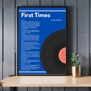 Ed Sheeran First Times song lyrics printable art A4. Printable song lyrics, wedding song, love song