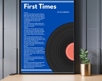 Ed Sheeran First Times song lyrics printable art A4. Printable song lyrics, wedding song, love song