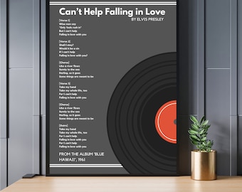 Can't help falling in love by Elvis Presley, lyrics digital print