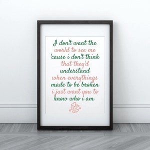 A4, A3, 10x8. Printable art. song lyrics. wedding song. Iris Goo goo dolls. valentines, wedding, anniversary. digital download.