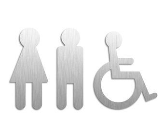 WC Sign Door Sign Pictograms Women Men Wheelchair Toilet Signs 120 mm Stainless Steel Self-adhesive