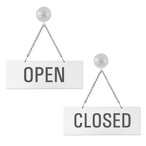 Sign Open Closed Chain Sign - Melamine White 175x65 Mm With Suction Cup ...