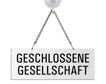 Shield Closed Society Hanging Shield Chain Shield - Melamine White 175 x 65 mm with suction cup hook