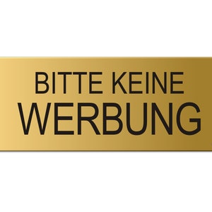 Letterbox sign Please no advertising 60 x 25 mm made of aluminum mattgolden eloxiert